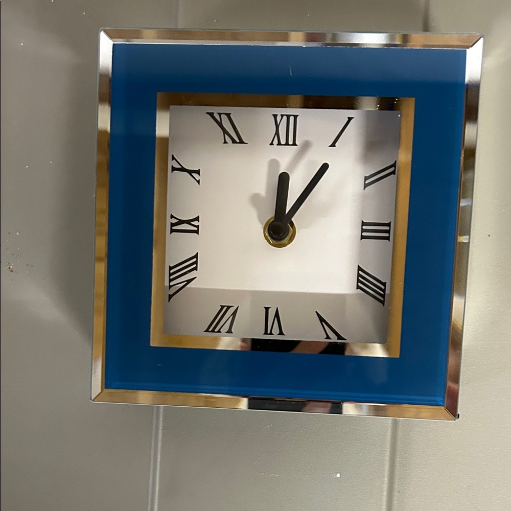 Blue and Silver Wall Clock